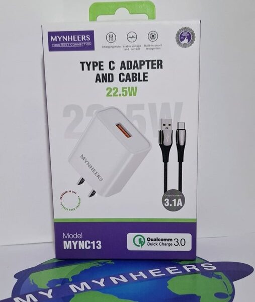 MYNHEERS 22.5W Type-C Adapter & Cable (Model: MYNC13)
