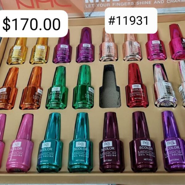 Half N Half Mirror Nail Chorme, Nail Polish, B-Multi 6 Shades, Pack of 6 (108ml)